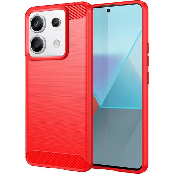 Custodia Per Xiaomi Redmi Note 13 Pro In Silicone Tpu Morbido, Fibra Di Carbonio, Custodia Protettiva Antiurto Rossa-image