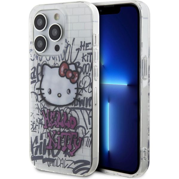 Hello Kitty Hkhcp15Lhdgpht Iphone 15 Pro 6.1 BiałY/Bianco Custodia Rigida Iml Kitty On Bricks Graffiti-image