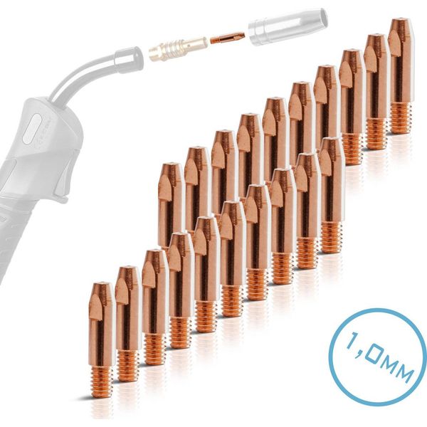 Stahlwerk Set Di 20 Punte Di Contatto AK25 | MB25 | KD24 | MB24 | Punte Di Contatto M6X28 In 1,0 Mm Mig Mag Set Di Parti Di Usura | Accessori Di Saldatura Per Torce Di Saldatura-image