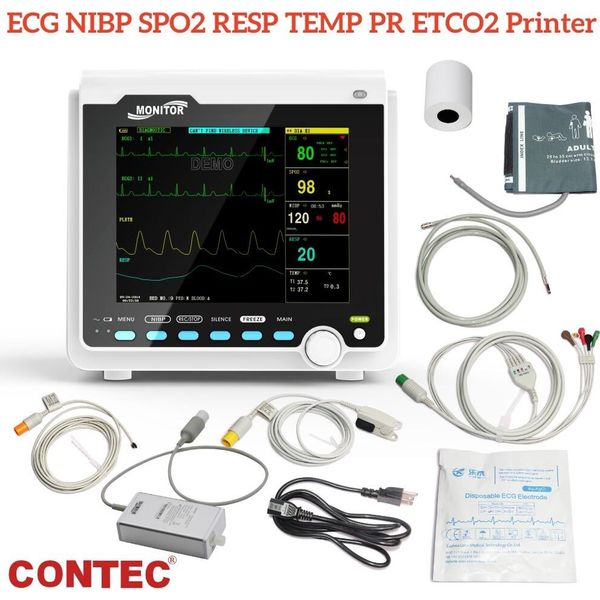 CMS6000 Segni Vitali CO2 Monitor Paziente Portatile ETCO2 Capnografo Ecg Nibp SPO2 Resp Temp Pr Con Stampante-image