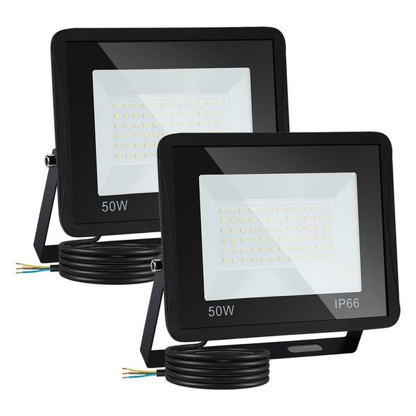 Yakimz 50W 2X Proiettore Led Faretto Led Impermeabile Proiettore Da Esterno Luce Di Sicurezza Da Esterno Per Giardino Garage Bianco Freddo-image