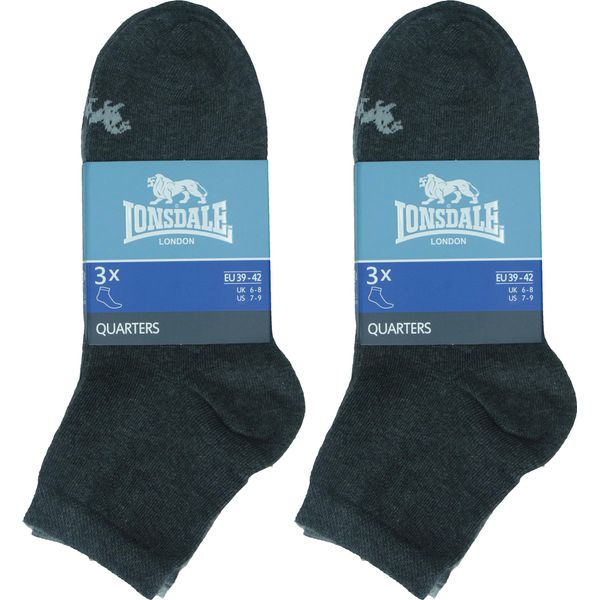 Lonsdale 6 Paia Di Calzini A Quarti Di Dollaro Altezza Caviglia In Cotone Misto Gris39-42-image