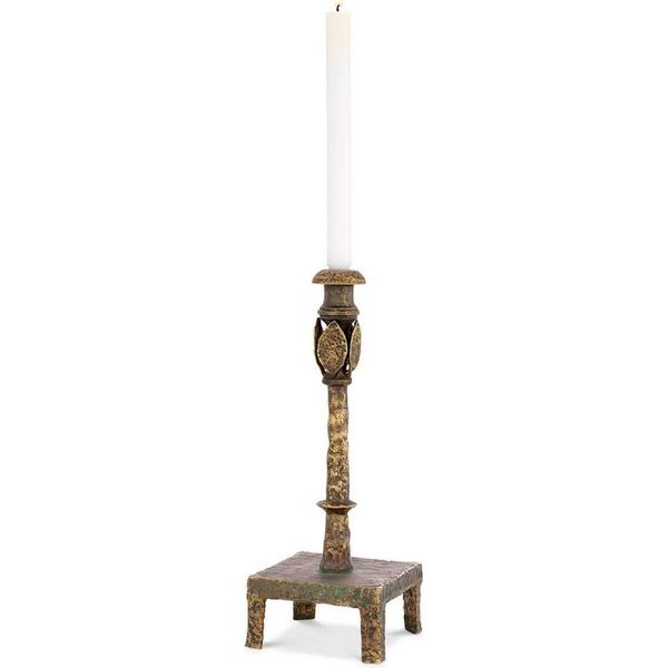 Casa Padrino Portacandele In Ottone Vintage 15 X 15 X H. 41 Cm - Portacandele In Metallo - Accessori Per La Decorazione Di Hotel E Ristoranti - Qualità-image