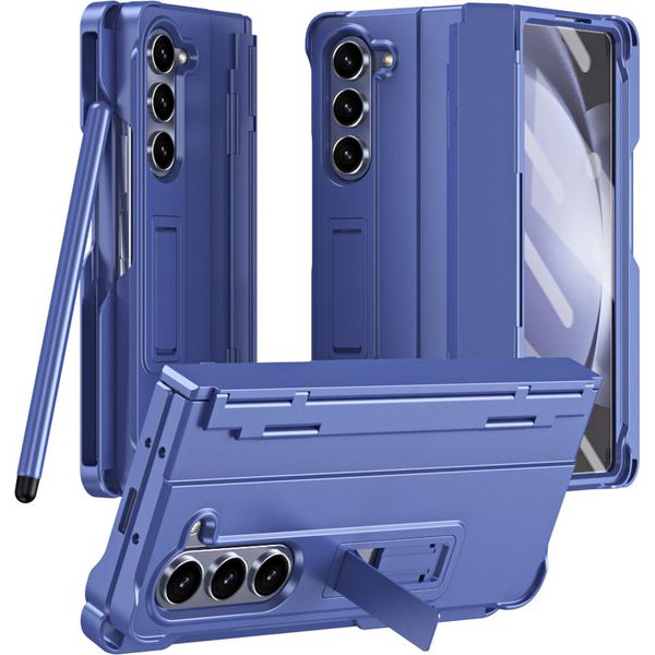 Custodia Per Samsung Galaxy Z Fold 5 Cover Rigida Antiurto Con Penna, Protezione Cerniera E Protezione Schermo Blu-image