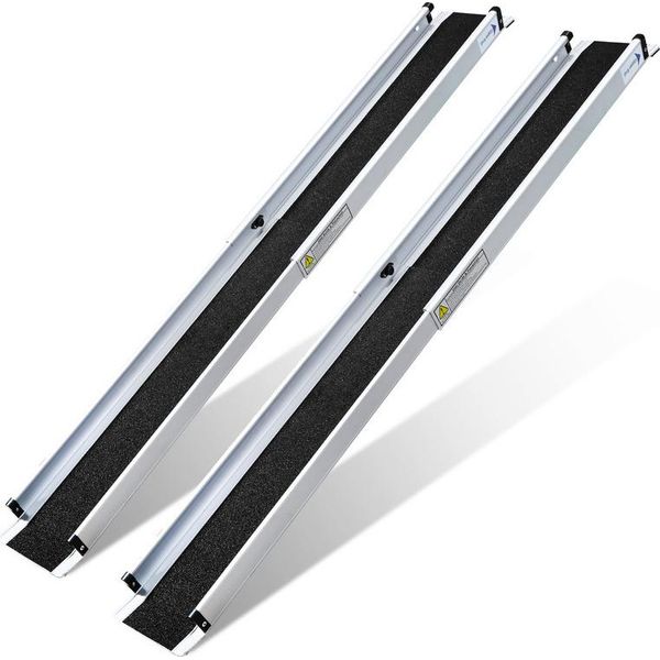 Tolletour Rampa Per Sedie A Rotelle 213Cm Rampa Di Accesso Fino A 300KG Rampa Di Carico In Alluminio Antiscivolo Rampa Di Soglia Portatile Per Rollator Sedie A Rotelle-image
