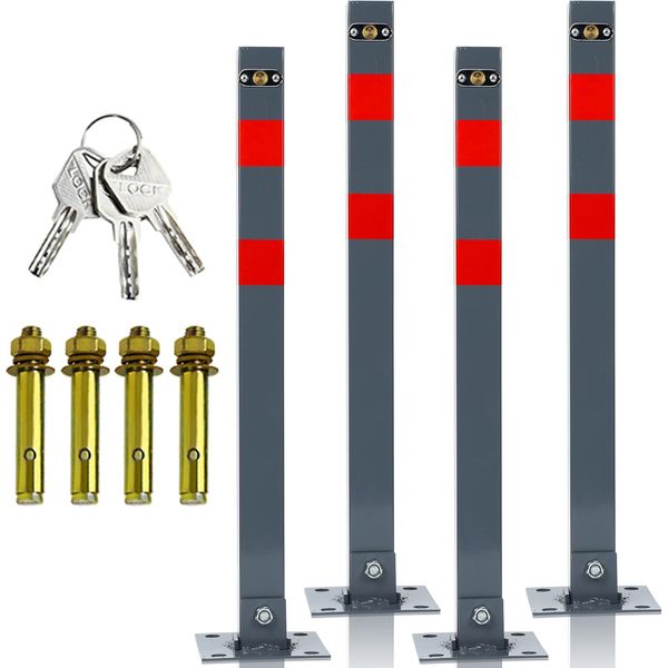 Barriera Di Yakimz, Set Di 4X, Barriera Universale Pieghevole Per Parcheggio, Catena Di Barriera Per Parcheggio, Incluso-image