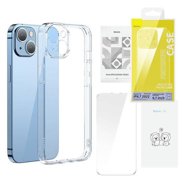 Baseus Superceramic Transparent Glass Case And Tempered Glass Set For Iphone 14 Plus-image