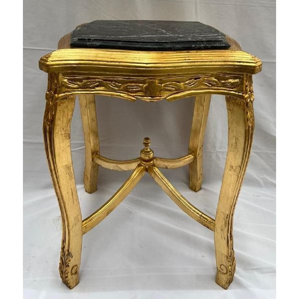 Casa Padrino Tavolino Barocco Oro Antico / Nero - Tavolino In Legno Massiccio Fatto A Mano Con Piano In Marmo - Mobili In Stile Antico - Mobili Barocchi-image