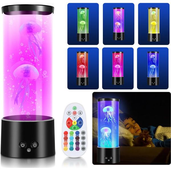 Jiubiaz Led Meduse Night Lights Lava Lamp Rgb Mood Lamp 3 Livelli Di Luminosità Artificiale-image