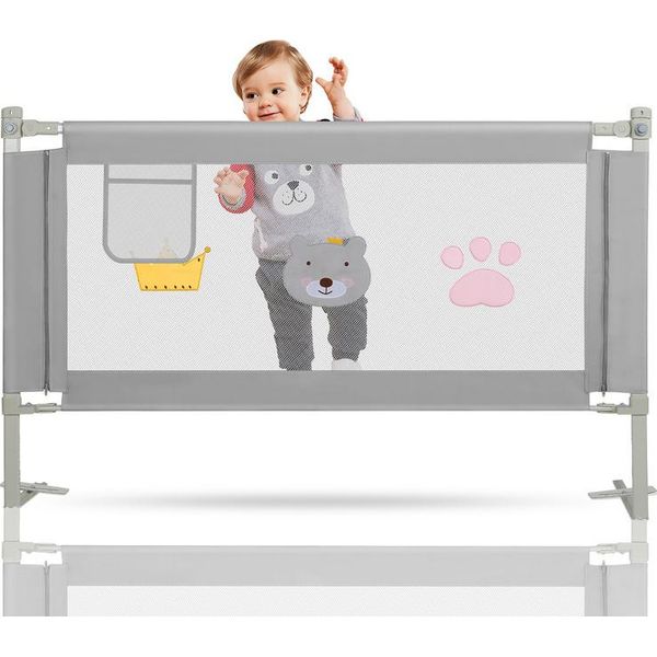 Tolletour Spondina Anticaduta Letto 180Cm Spondina Per Lettino Con Spondina Regolabile In Altezza Per Culle, Letti Per Genitori - Grigio 180Cm-image