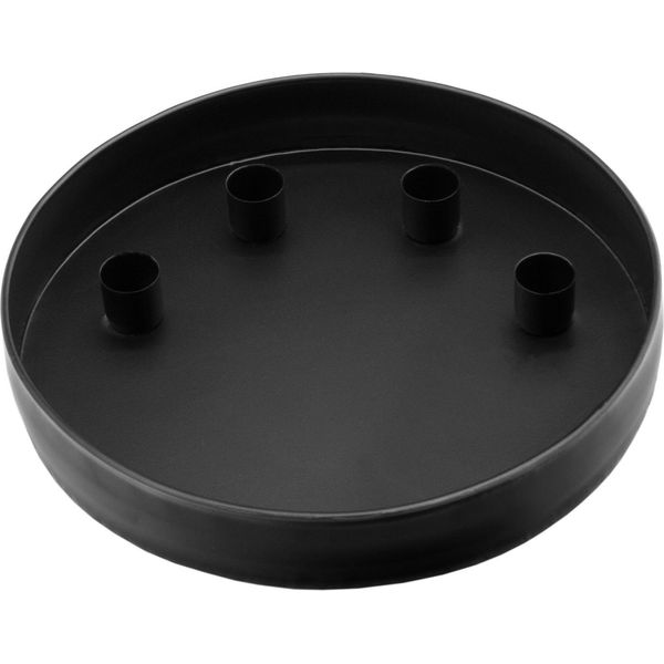 Vassoio Portacandele Rotondo Ø 26 Cm Con 4 Portacandele A Bastoncino Fissi - Colore: Nero-image