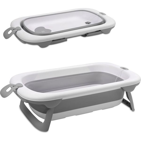 Lorelli Vasca Per Bambini Dino 83 Cm Pieghevole, Piedini Antiscivolo, Termometro, Scarico Grigio-image