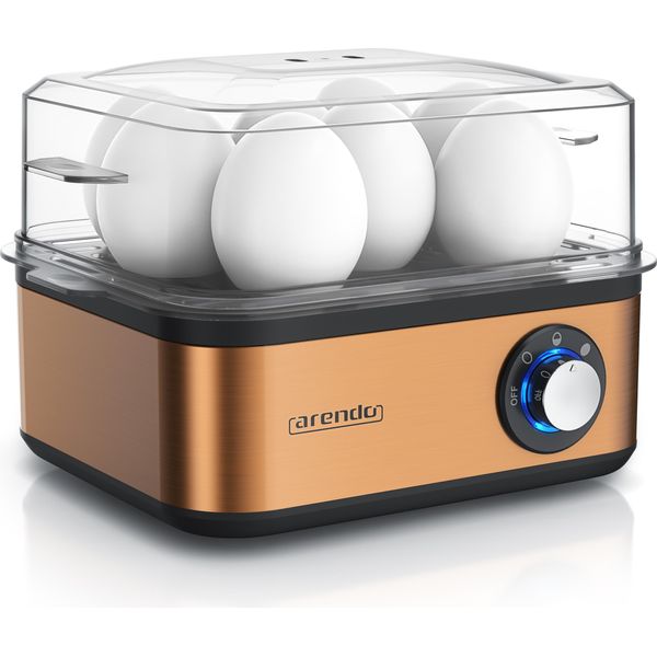 Cuociuova Arendo A 8 Uova, 500 W, Acciaio Inox, Funzione Keep Warm, Durezza Regolabile, Per 8 + Uova, Rame-image