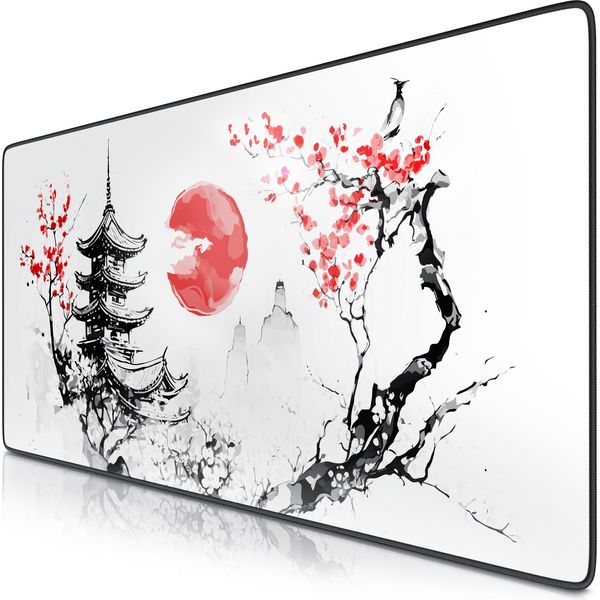 Titanwolf Xxl Speed Gaming Mouse Pad Titanwolf Nero 900 X 400 Mm, Mousepad Xxl, Tappetino Da Tavolo Di Grandi Dimensioni, Migliora La Precisione E La Velocità, Pittura A Inchiostro Giapponese-image