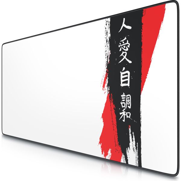 Tappetino Per Mouse Titanwolf Xxl Speed Gaming Pad Titanwolf Black 900 X 400 Mm, Tappetino Per Mouse Xxl, Tappetino Da Tavolo Di Grandi Dimensioni, Migliora La Precisione E La Velocità, Lettere A Inchiostro Giapponese-image