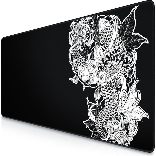 Titanwolf Xxl Speed Mouse Pad Titanwolf Black 900 X 400 Mm, Tappetino Per Mouse Xxl, Tappetino Da Scrivania Di Grandi Dimensioni, Migliora La Precisione E La Velocità, Koi Tattoo 3-image