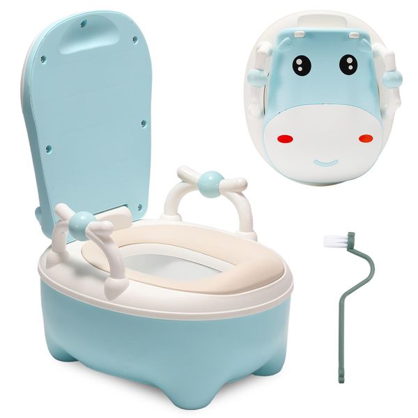 Vasino E Wc Per Bambini Yakimz, Vasino Per Bambini Con Funzione Wc, Sedile Per Wc Per Bambini E Trainer Con Maniglie E Design Antiscivolo Blu-image