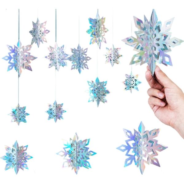 Set Di 6 - Fiocchi Di Neve Olografici 3D, Fiocchi Di Neve Pendenti Glitterati, Ornamenti Per L'albero Di Natale, Decorazioni Natalizie - Holoflake-image