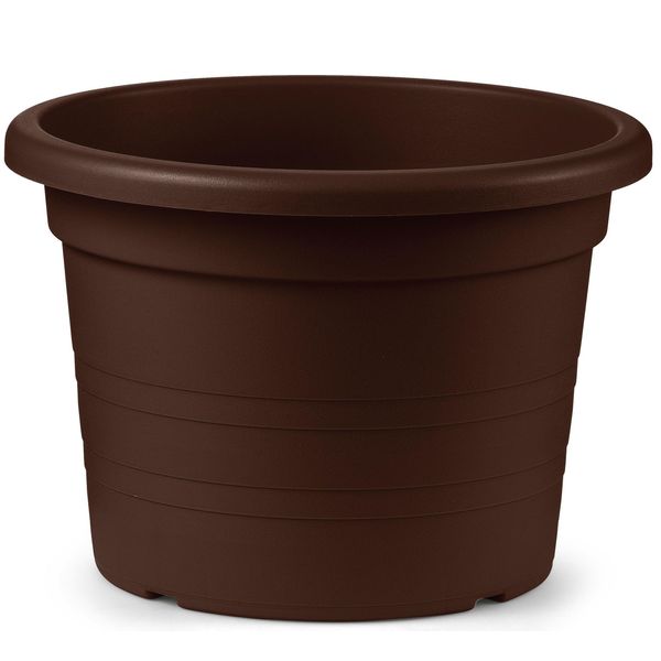 Vaso Da Fiori Cilindro In Plastica Marrone D35X24Cm-image