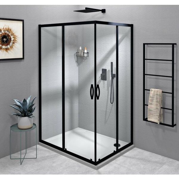 Sigma Simply Black Cabina Doccia Rettangolare 1200X1100 Mm, Versione L/R, Accesso Ad Angolo, Vetro Trasparente-image