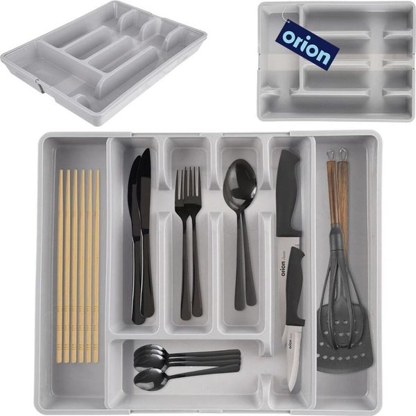 Orion Cassetto Inserto Posate Organizzatore Portaposate Estensibile Grigio 36,5X27,5 Cm-image