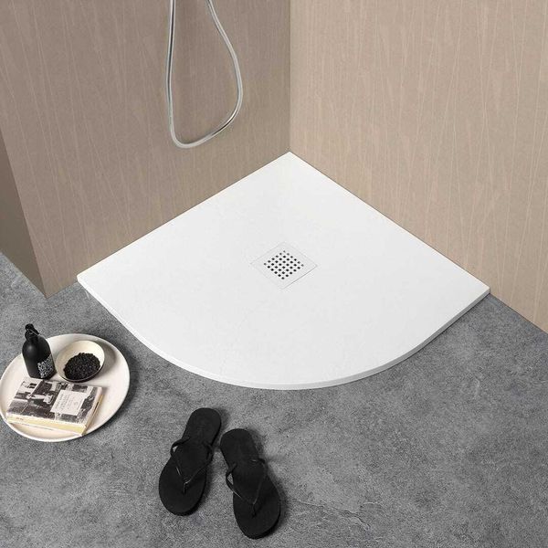 Piatto Doccia Semicircolare 80X80 Bianco In Resina | Muse-image