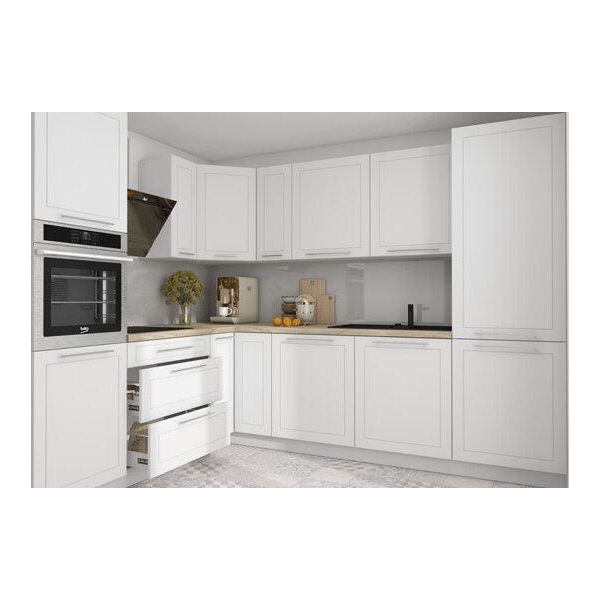 Mobile Cucina A L Kvantum Piano Di Lavoro 230X270Cm Frontali Mdf Bianco Opaco Estensione Parziale-image