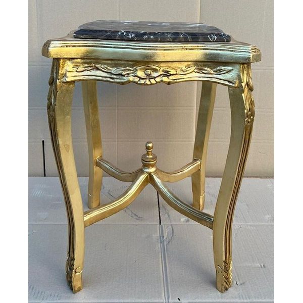 Casa Padrino Tavolino Barocco Oro/Nero - Tavolino Antico In Legno Massello Con Piano In Marmo - Mobili In Stile Antico - Mobili Barocchi-image
