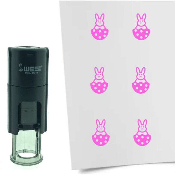 Timbro Combicraft Coniglietto Di Pasqua In Uovo Rotondo Da 10 Mm - Inchiostro Rosa-image