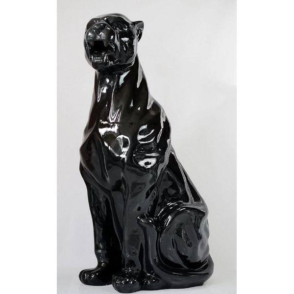 Casa Padrino Scultura Decorativa Xxl Pantera Nera X H. 170 Cm - Grande Figura Decorativa - Decorazione Xxl Per Il Soggiorno - Decorazione Xxl Per Il Giardino-image