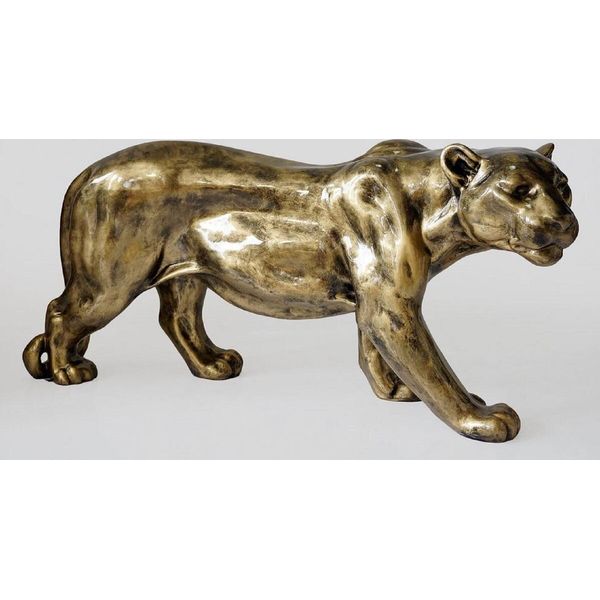 Casa Padrino Scultura Decorativa Xxl Pantera Oro Antico 160 X H. 72 Cm - Grande Figura Decorativa - Decorazione Soggiorno Xxl - Decorazione Giardino Xxl-image