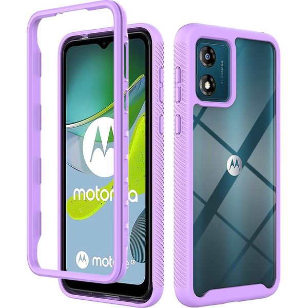Custodia Moto E13, Copertura Posteriore Trasparente Ibrida, Robusto Paraurti In Tpu, Custodia Antiurto Per Motorola Moto E13 Viola-image