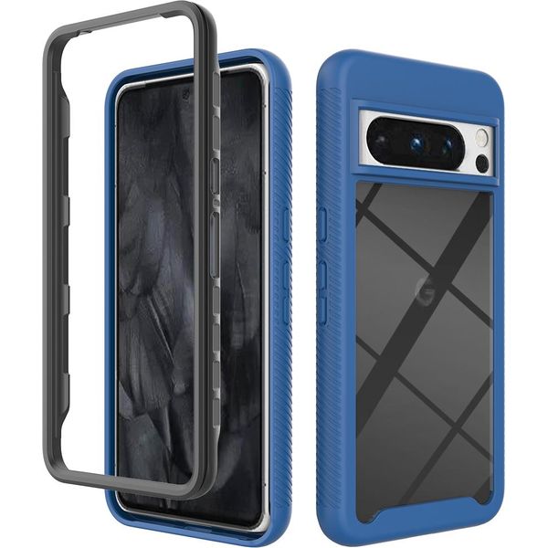 Custodia Google Pixel 8 Pro, Copertura Posteriore Trasparente Ibrida, Robusto Paraurti In Tpu, Custodia Antiurto Per Google Pixel 8 Pro Blu Navy-image