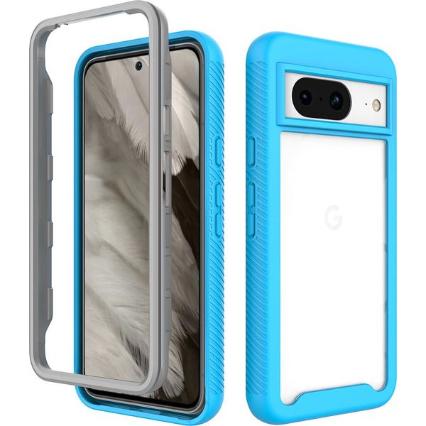 Custodia Google Pixel 8, Copertura Posteriore Trasparente Ibrida, Robusto Paraurti In Tpu, Custodia Antiurto Per Google Pixel 8 Blu-image