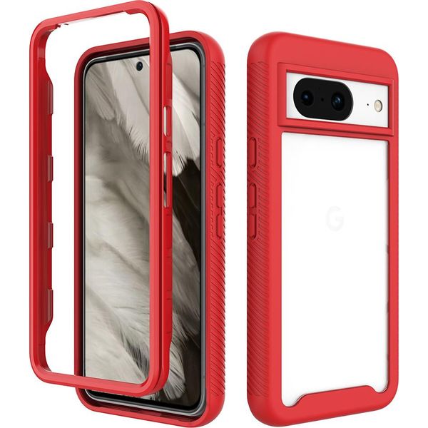 Custodia Google Pixel 8, Copertura Posteriore Trasparente Ibrida, Robusto Paraurti In Tpu, Custodia Antiurto Per Google Pixel 8 Rosso-image