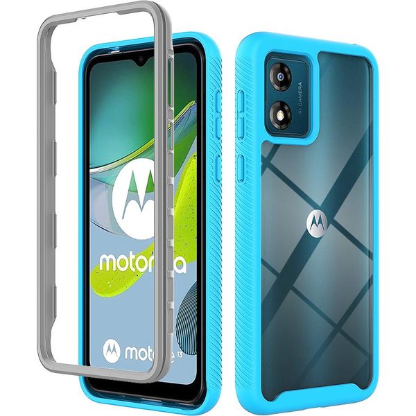 Custodia Moto E13, Copertura Posteriore Trasparente Ibrida, Robusto Paraurti In Tpu, Custodia Antiurto Per Motorola Moto E13 Blu-image