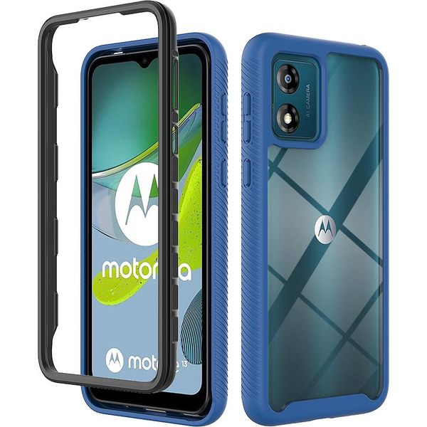 Custodia Moto E13, Copertura Posteriore Trasparente Ibrida, Robusto Paraurti In Tpu, Custodia Antiurto Per Motorola Moto E13 Blu Navy-image