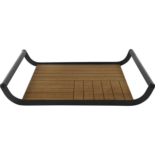Vassoio Da Portata Classico Con Maniglie - Metallo / Legno - Circa 34 X 25 Cm-image