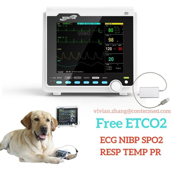 CMS6000VET Monitor Paziente CO2 Veterinario Lcd A Colori Da 8" Monitoraggio Segni Vitali Animali 7-Parametri Macchina Capnografo Cane Gatto Bue Cavalli"-image