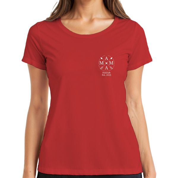 Mamma Mamma Personalizzata Con Nome Frecce Cuore Nome E Anno Di Nascita Dei Figli Maglietta Da Donna Personalizzata Per La Festa Della Mamma, Rosso, Xl-image