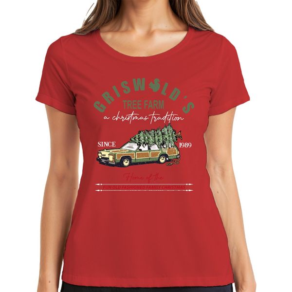 Griswold's Tree Farm Family Christmas - Maglietta Da Donna Christmas Xmas, Rosso, M-image