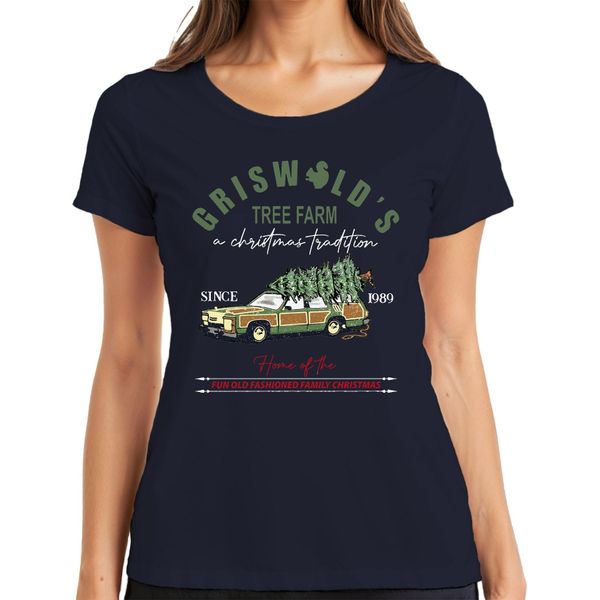 Griswold's Tree Farm Family Christmas - Maglietta Da Donna Christmas Xmas, Navy, L-image