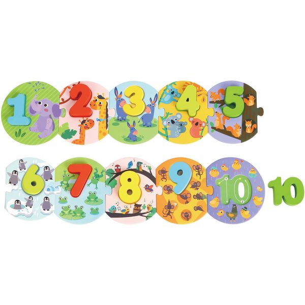 Tooky Toy, Puzzle Numerico In Legno Da 20 Pezzi, Giocattolo Educativo-image
