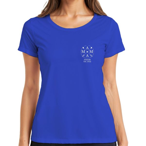 Mamma Mamma Personalizzata Con Nome Frecce Cuore Nome E Anno Di Nascita Dei Figli Maglietta Da Donna Personalizzata Per La Festa Della Mamma, Blu, 3XL-image