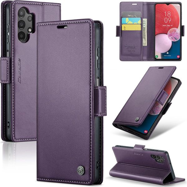 Custodia Galaxy A13, Carta Di Blocco Rfid, Custodia In Pelle Avanzata Con Funzione Stand Per Samsung Galaxy A13 / A04S / A04 / M13 5G Viola-image