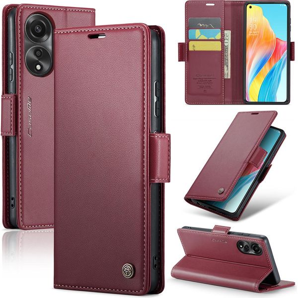 Custodia Oppo A78 4G, Custodia In Pelle Con Supporto Per Oppo A78 4G Rosso-image