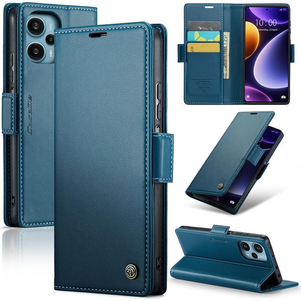Xiaomi Poco F5 Case, Rfid Blocking Card, Advanced Flip Custodia In Pelle Con Funzione Stand Per Xiaomi Poco F5 / Redmi Note12 Turbo 5G Blu-image
