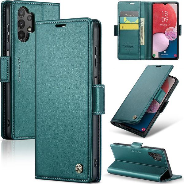 Custodia Galaxy A13, Carta Di Blocco Rfid, Custodia In Pelle Avanzata Con Funzione Stand Per Samsung Galaxy A13 / A04S / A04 / M13 5G Verde-image