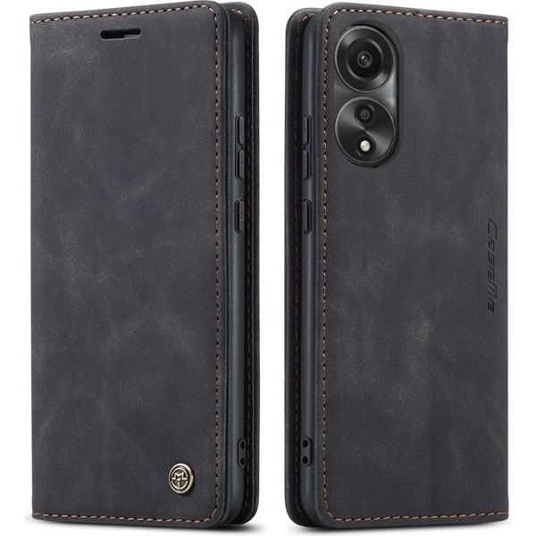 Custodia Oppo A78 4G, Custodia Retrò In Finto Cuoio Con Supporto Protettivo Per Oppo A78 4G Nero-image