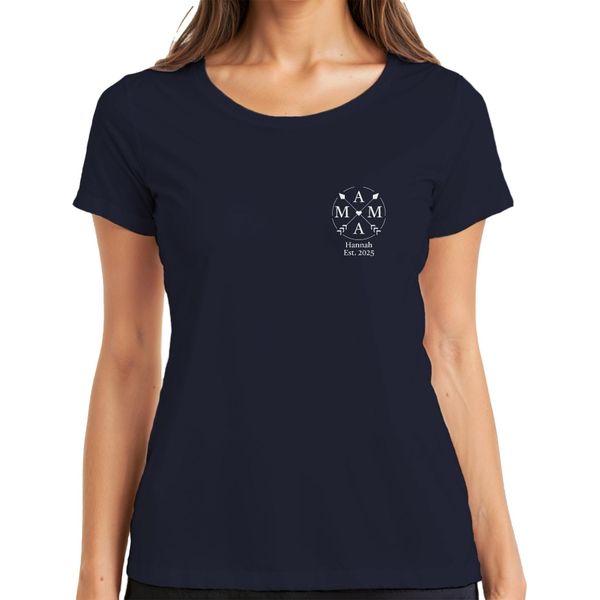 Mamma Mamma Personalizzata Con Nomi Frecce Cuore Nome E Anno Di Nascita Del Bambino Maglietta Da Donna Personalizzata Per La Festa Della Mamma, Navy, Xl-image